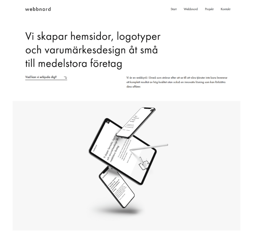 webbnord.se example of minimalist website design