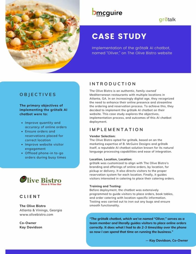grotalk case study for olive bistro