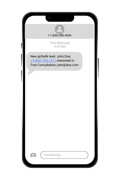 grotalk new lead text alert